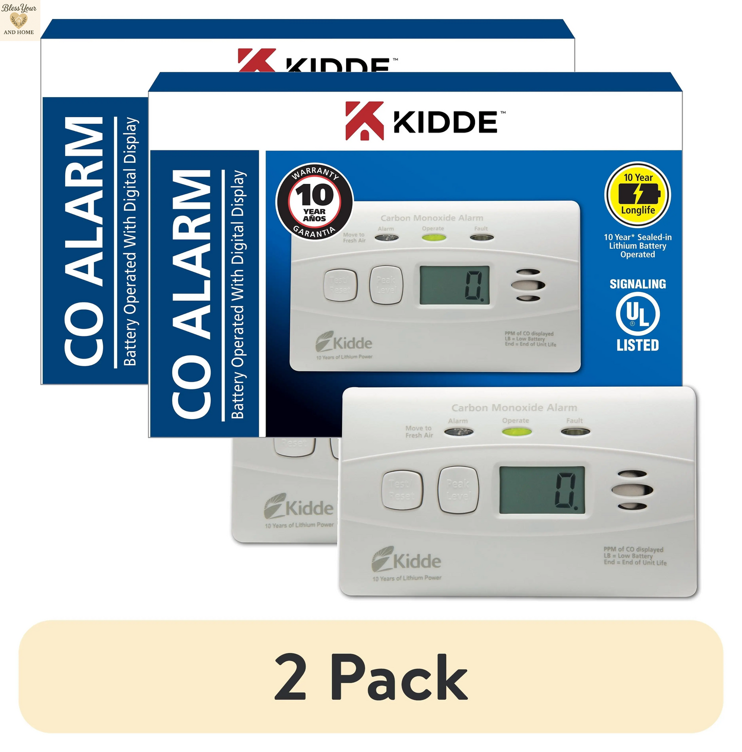 Kidde C3010D Digital Carbon Monoxide Detector with 10-Year Lithium Battery for Enhanced Home Safety