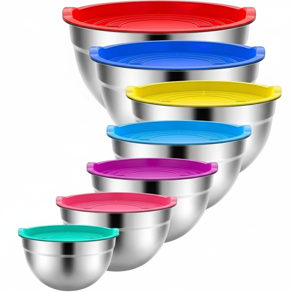 Elevate Your Culinary Experience with TINANA's 7-Pack Stainless Steel Mixing Bowls with Lids - Perfect for Every Kitchen Task!