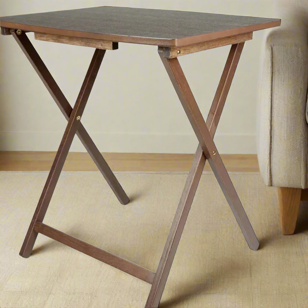 Mainstays Indoor Oversized Single Folding Tray Table, Rustic Gray, 26" X 23.6 X 17.7"