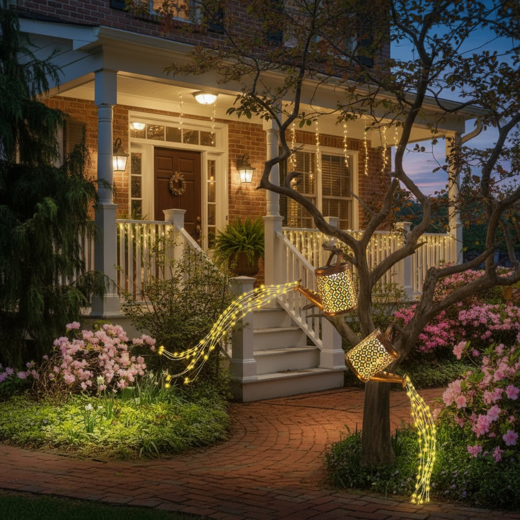 2 Pack Solar Watering Can with Lights,Solar Lanterns Outdoor Hanging Waterproof Garden Decor,Solar Lights Outdoor Garden Decorative,Retro Metal Solar Garden Lights Yard Decorations for Lawn Path Patio