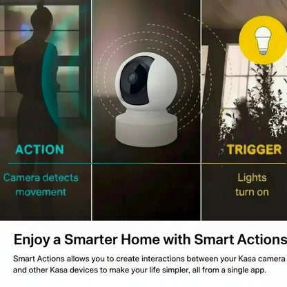 Indoor Pan/Tilt Smart Security Camera, 1080P HD Dog-Camera,2.4Ghz with Night Vision,Motion Detection for Baby and Pet Monitor, Cloud & SD Card Storage, Works with Alexa& Google Home (EC70), White