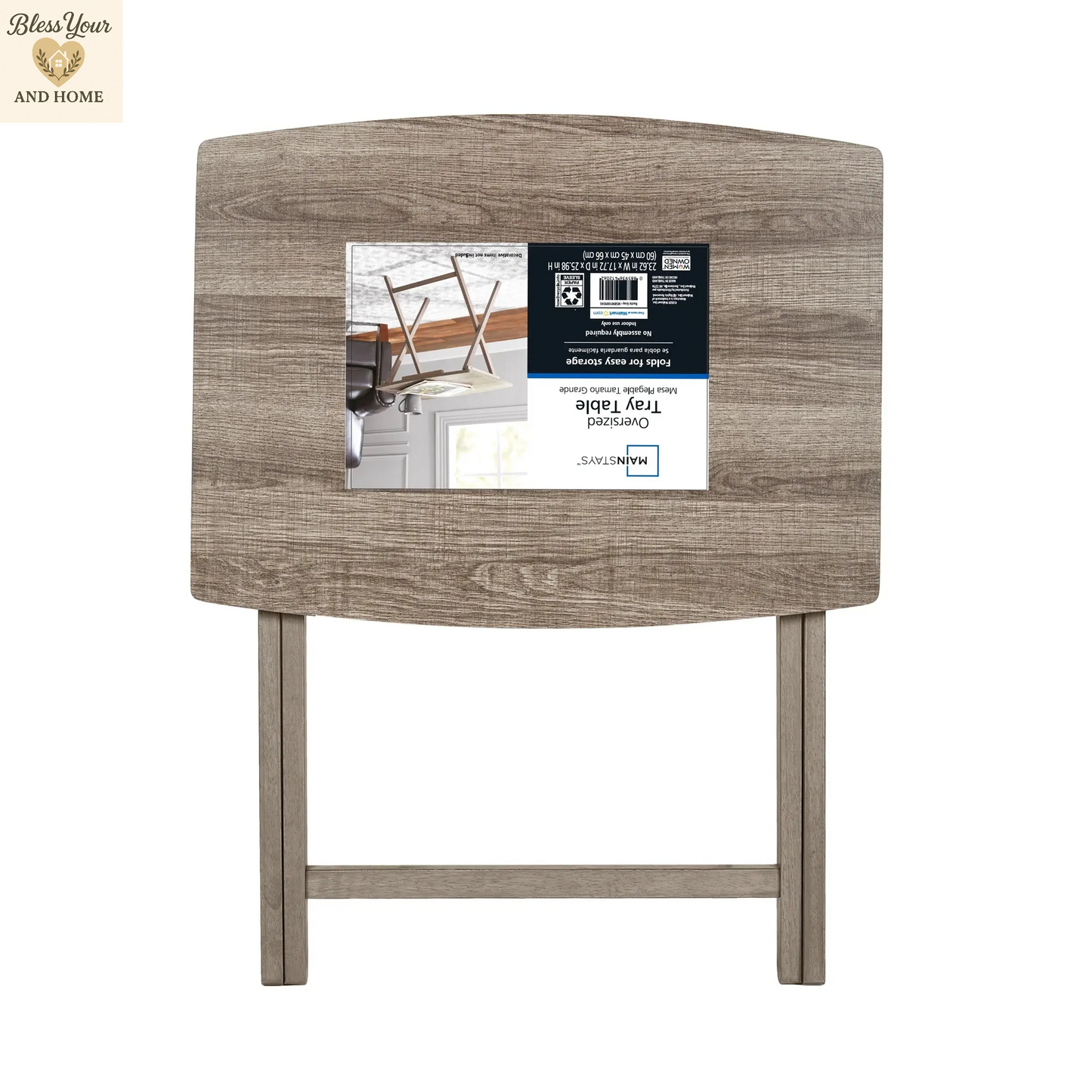 Elevate Your Space with the Stylish Mainstays Indoor Oversized Folding Tray Table in Rustic Gray - Perfect for Dining or Work!