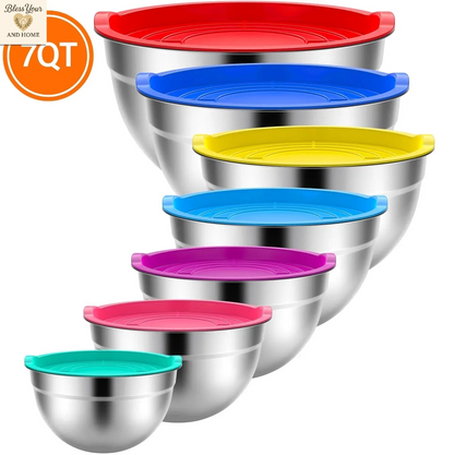 Elevate Your Culinary Experience with TINANA's 7-Pack Stainless Steel Mixing Bowls with Lids - Perfect for Every Kitchen Task!