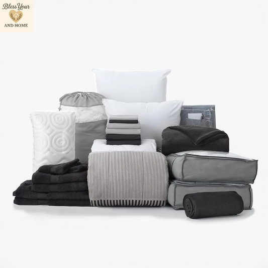 Transform Your Dorm Experience with the OCM 23-Piece Preferred Dorm Essentials Value Pack - Stylish Comfort in Preston Black and Gray!