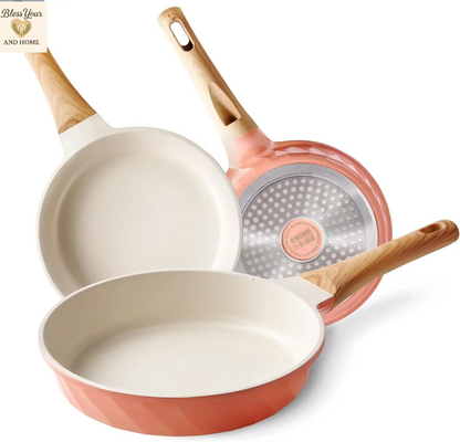 YIIFEEO Nonstick Frying Pan Set - Versatile Granite Skillet Cookware for Effortless Cooking (8", 9.5", & 11" Sizes) - Perfect Christmas Gift for Home Chefs
