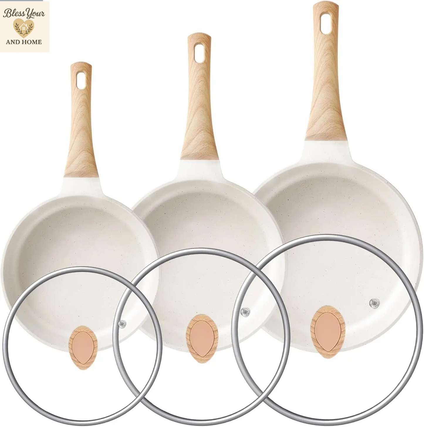 YIIFEEO Nonstick Frying Pan Set - Versatile Granite Skillet Cookware for Effortless Cooking (8", 9.5", & 11" Sizes) - Perfect Christmas Gift for Home Chefs
