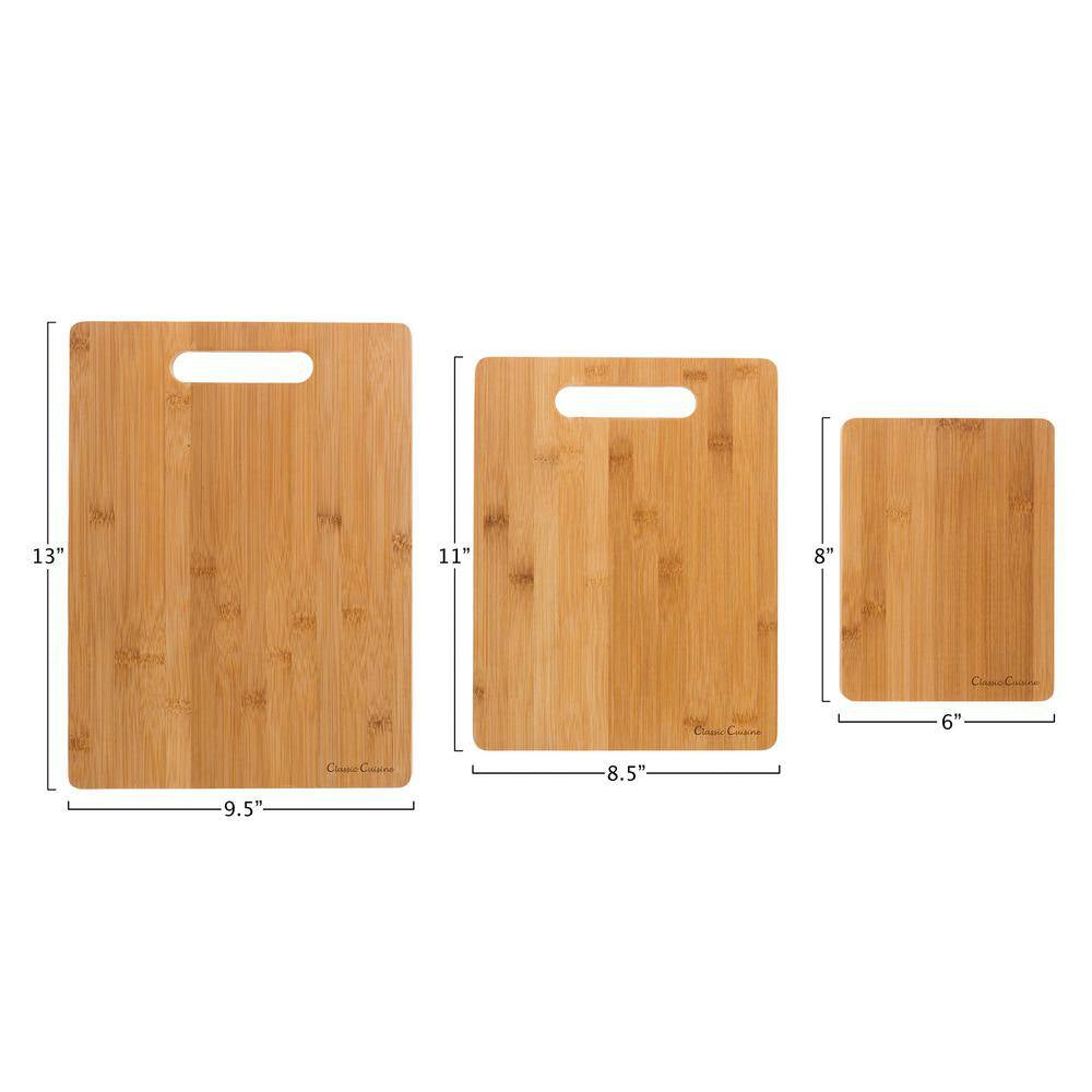 3-Piece Wooden Bamboo Cutting Board Set
