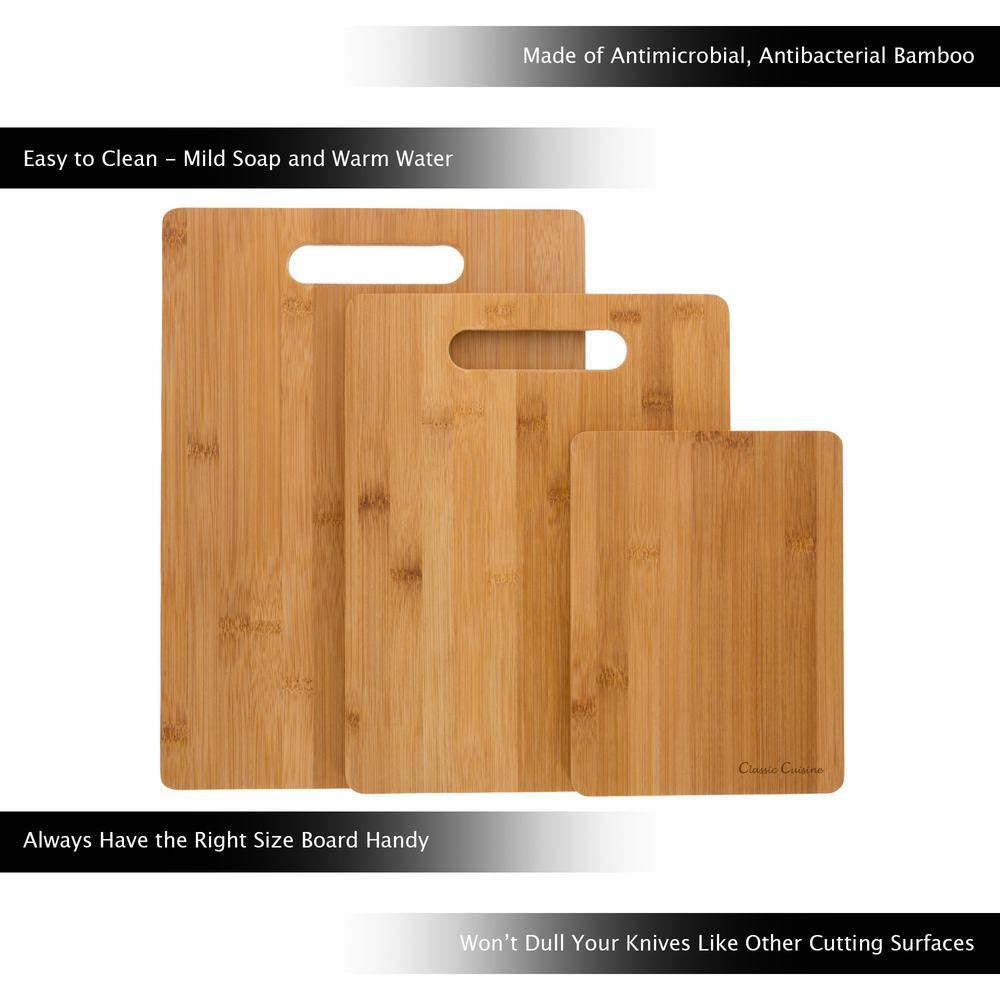 3-Piece Wooden Bamboo Cutting Board Set