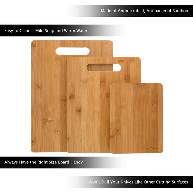3-Piece Wooden Bamboo Cutting Board Set
