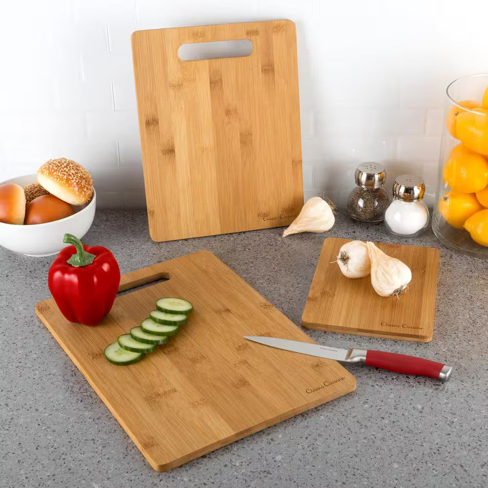 3-Piece Wooden Bamboo Cutting Board Set