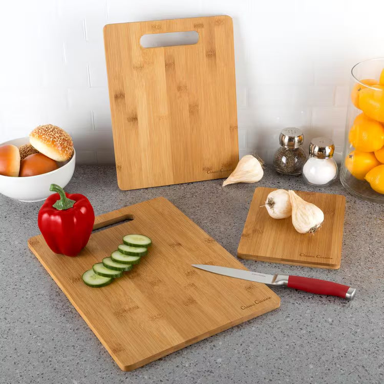 3-Piece Wooden Bamboo Cutting Board Set