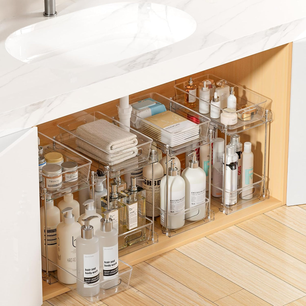 4 Pack Pull Out Bathroom under Sink Organizer (S-Standard)