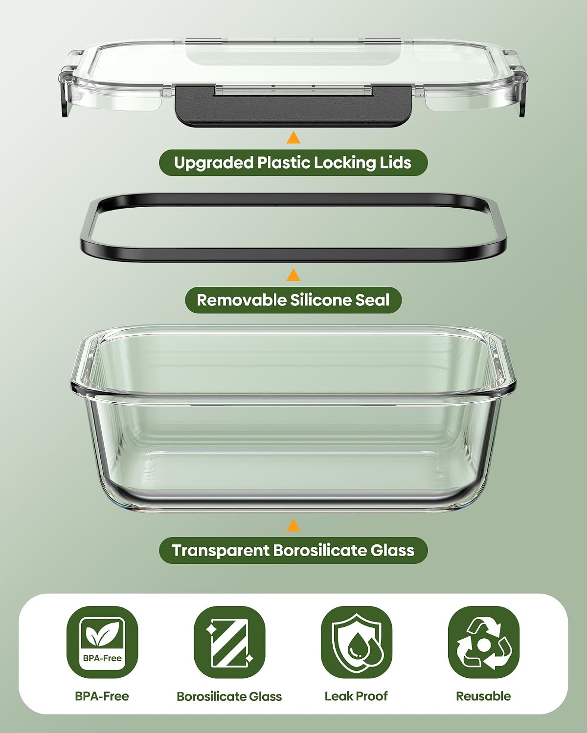  40 PCS Glass Food Storage Containers with Lids