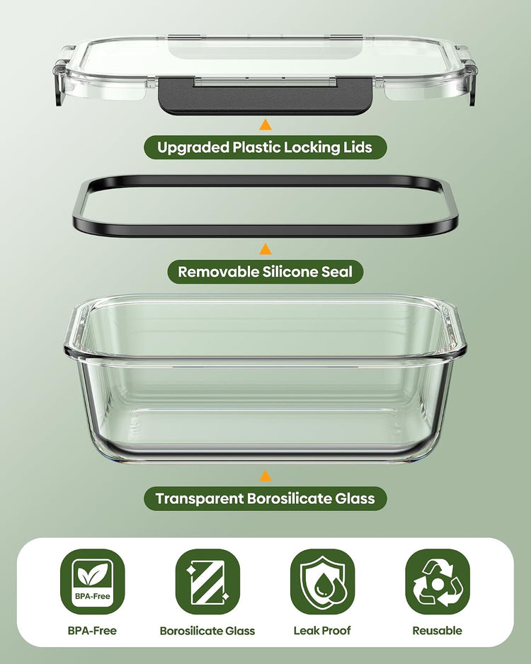  40 PCS Glass Food Storage Containers with Lids