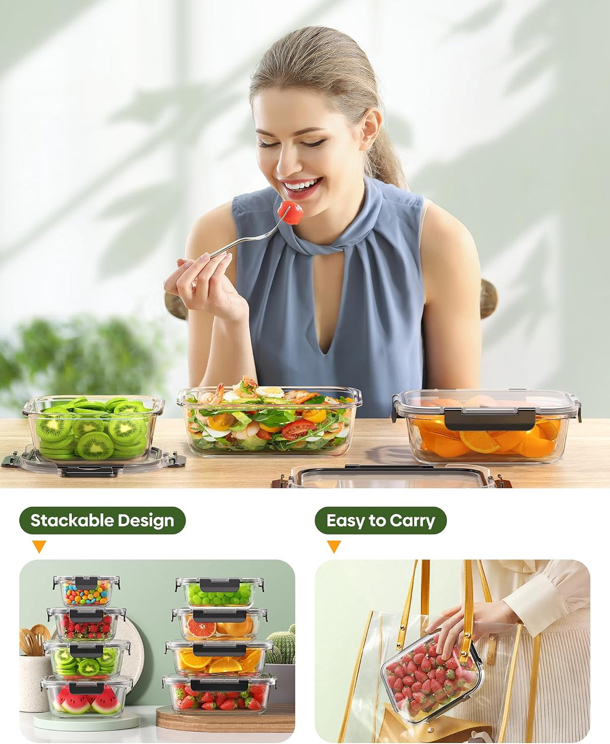  40 PCS Glass Food Storage Containers with Lids