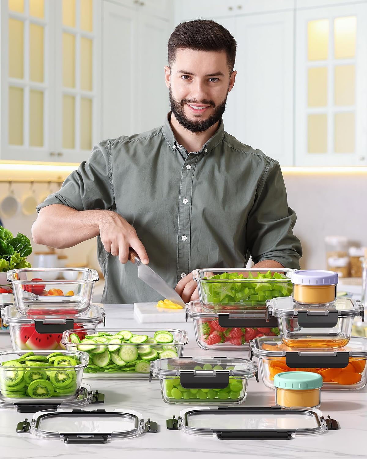  40 PCS Glass Food Storage Containers with Lids