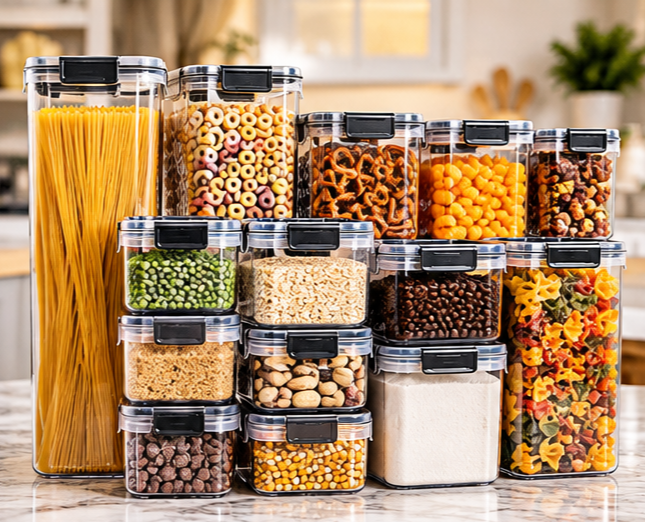 Airtight Food Storage Container Set, 14 Pcs BPA Free Plastic Dry Food Rice Canisters for Kitchen Pantry Organization and Storage