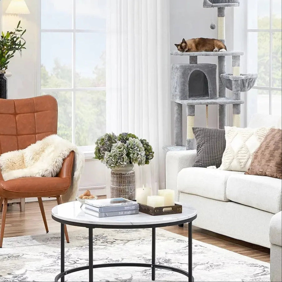 Alden Design Mid-Century Modern Faux Leather Wingback Accent Chair, Brown