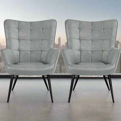 Alden Design Mid-Century Modern Faux Leather Wingback Accent Chair, Brown