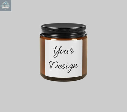 4 oz Brown jar with black lid and white label on a white background