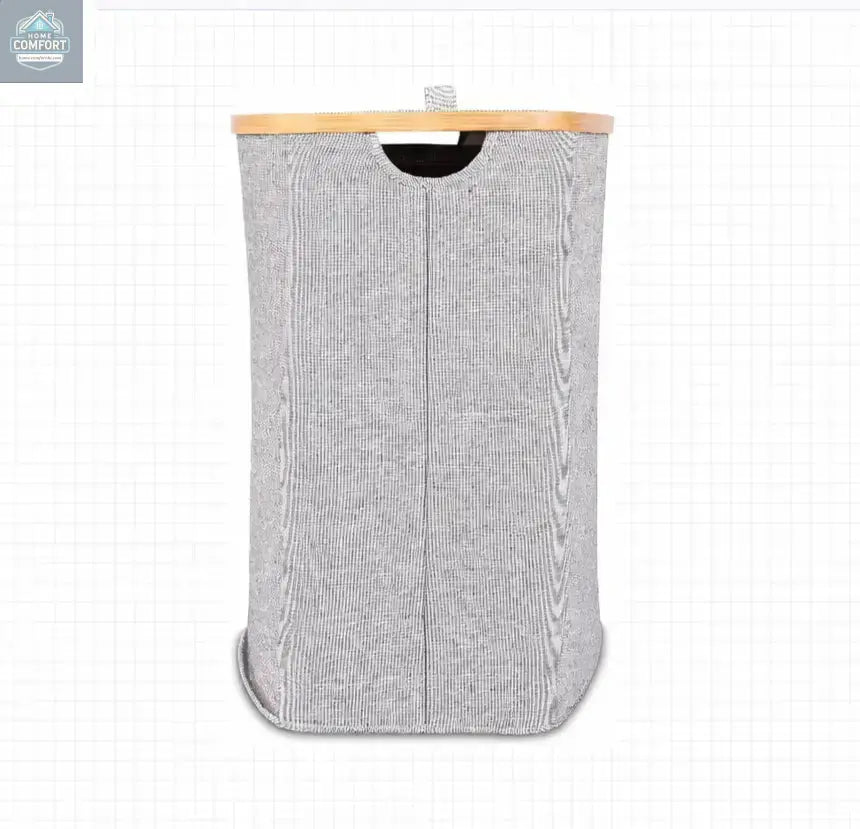 Bamboo Canvas Laundry Hamper with Lid