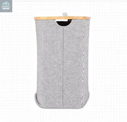 Bamboo Canvas Laundry Hamper with Lid