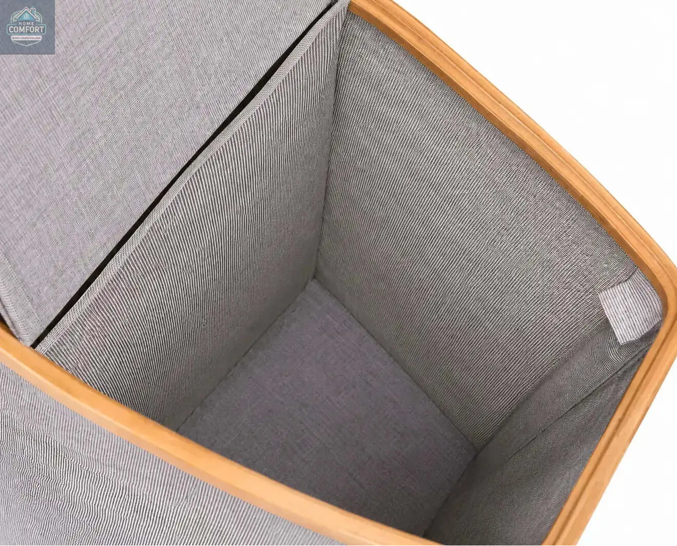 Bamboo Canvas Laundry Hamper with Lid