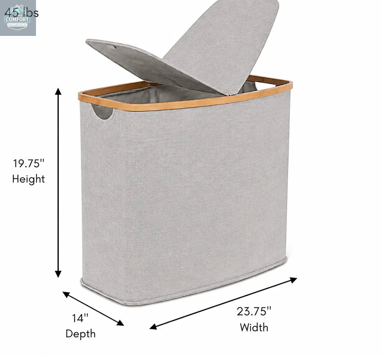 Bamboo Canvas Laundry Hamper with Lid