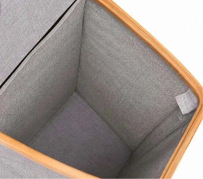 Bamboo Canvas Laundry Hamper with Lid