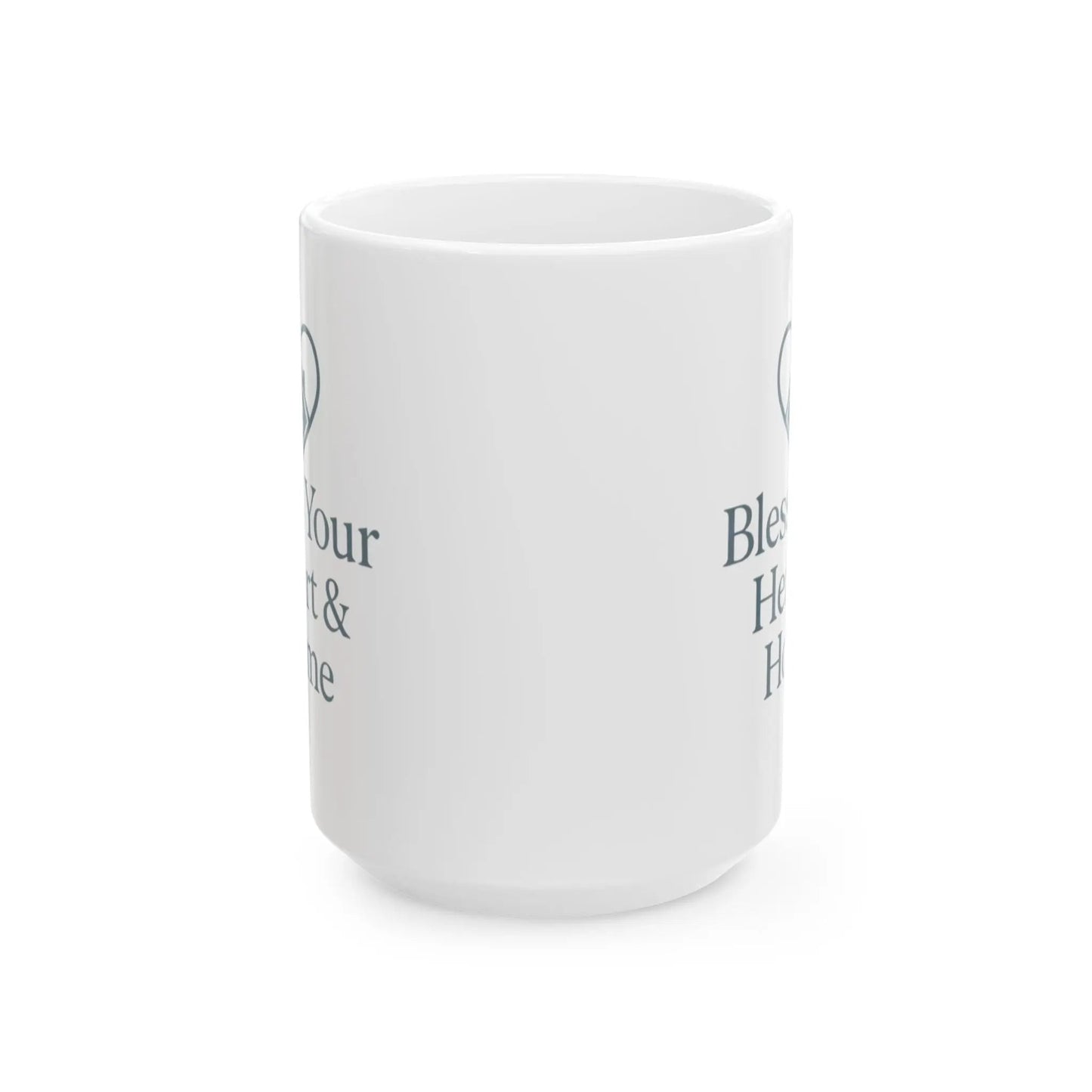A white ceramic mug with dark gray printed text partially visible on the side, shown on a clean white background. A small 'Comfort Colors' logo watermark is in the top-left corner.