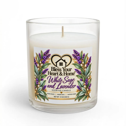 Bless Your Heart & Home Signature Scented Candle – White Sage and Lavender– 11 oz