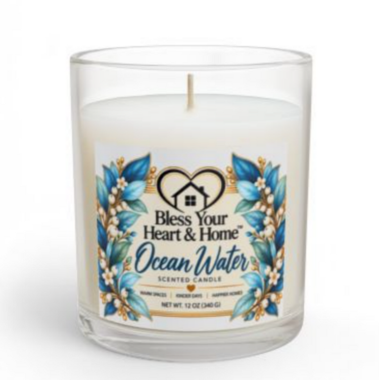 Bless Your Heart & Home Signature Scented Candle – Ocean Water – 11 oz Bless Your Heart & Home