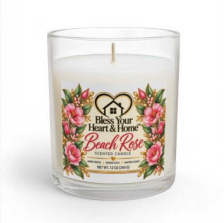 Bless Your Heart & Home Signature Scented Candle –Beach Rose – 11 oz Bless Your Heart & Home