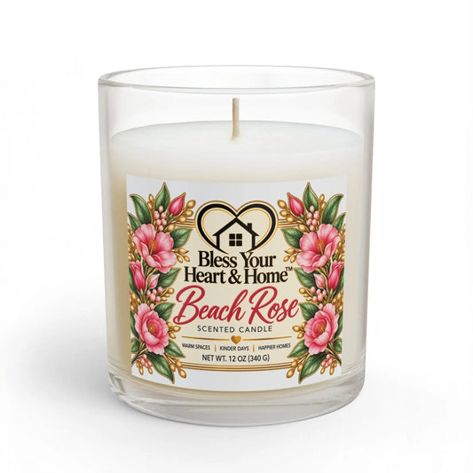 Bless Your Heart & Home Signature Scented Candle –Beach Rose – 11 oz