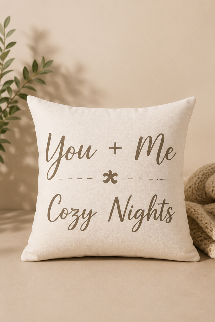 Cozy Nights Square Throw Pillow — Farmhouse Cottage Decorative Accent Bless Your Heart & Home