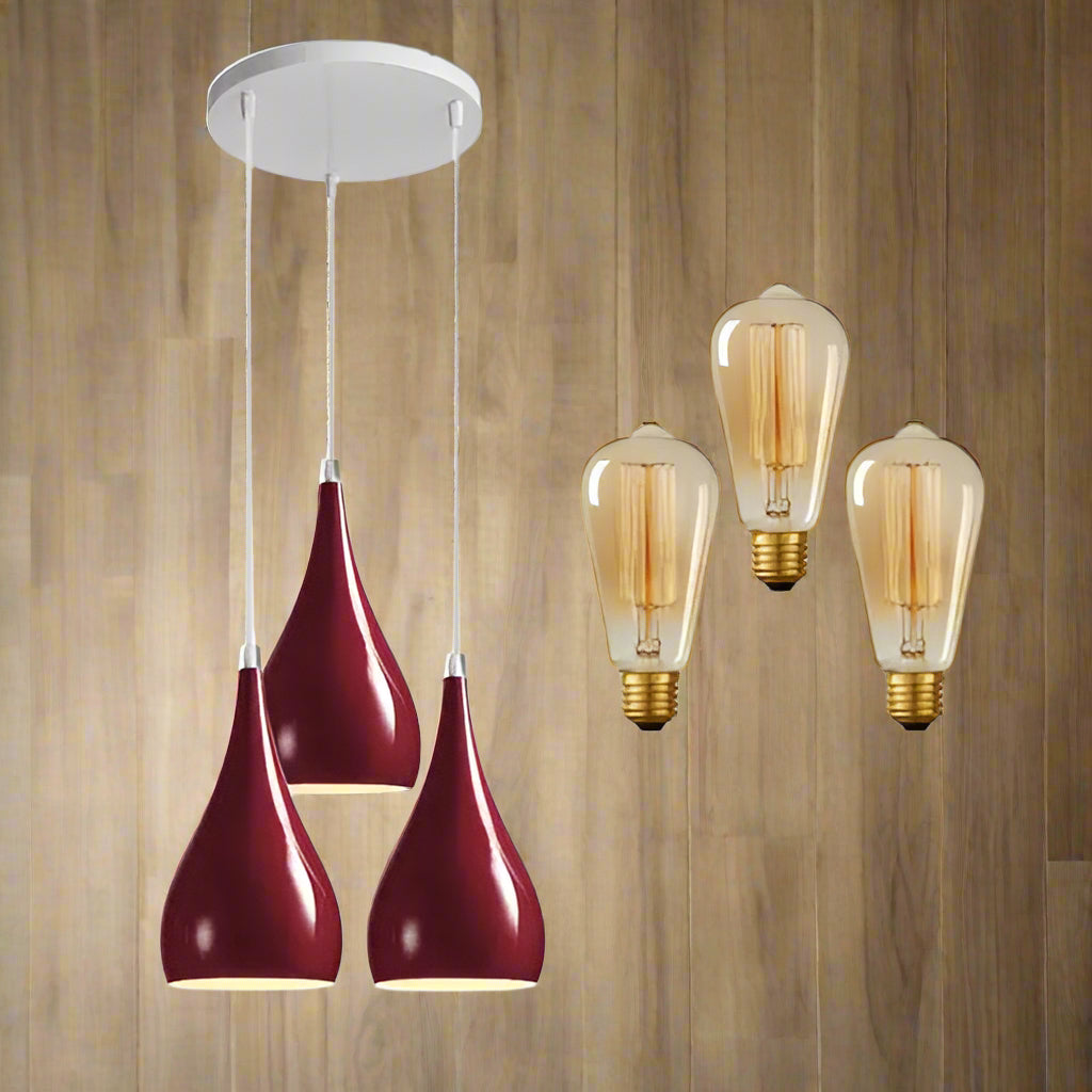 Triple Glow – 3 Head Cluster Pendant Light Hanging Ceiling Lamp Sangria Angel