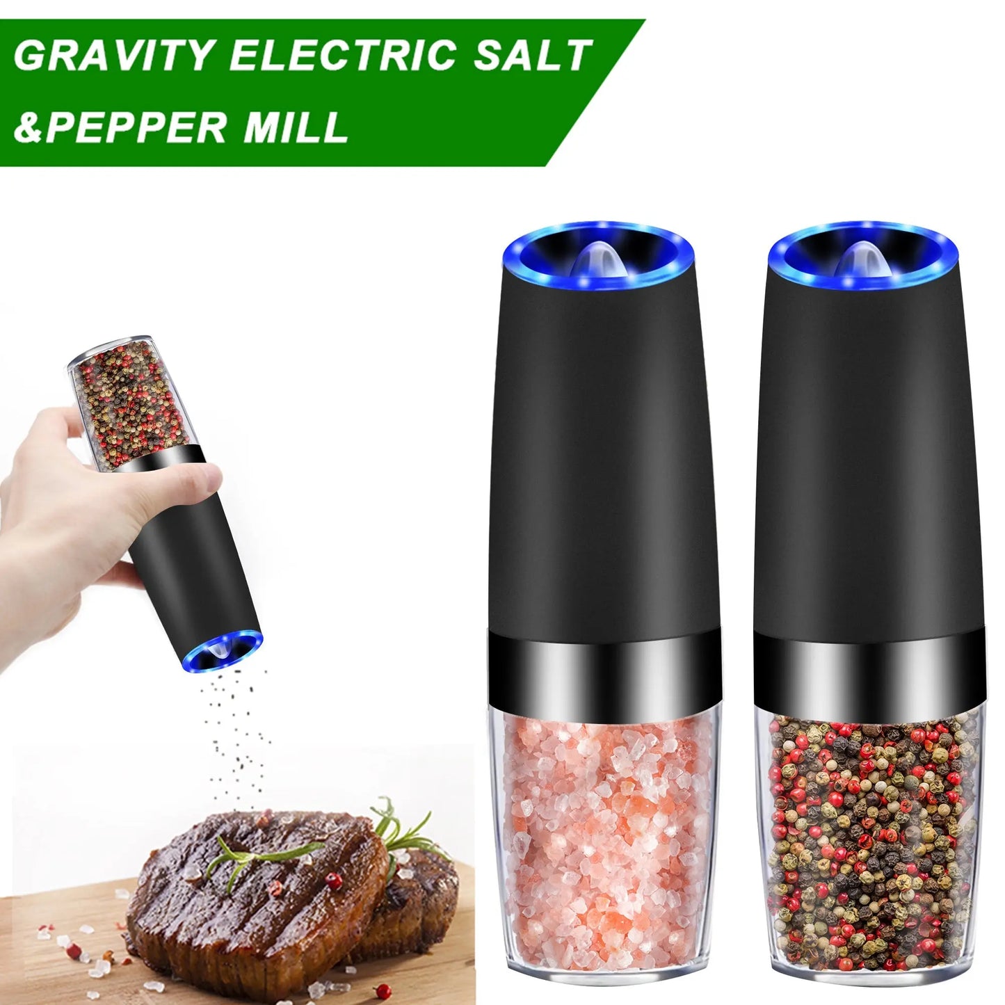 Electric Gravity Sensor Automatic Pepper Grinder - Effortless, Mess-Free Seasoning 