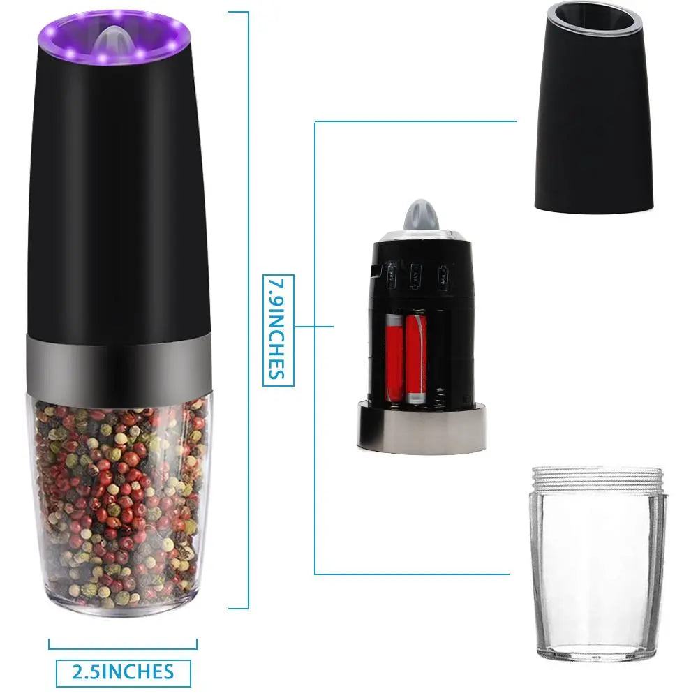 Electric Gravity Sensor Automatic Pepper Grinder - Effortless, Mess-Free Seasoning 
