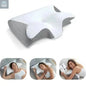 Contoured memory foam cervical pillow showing ergonomic shape and support for back and side sleeping