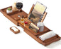 Bamboo Bathtub Caddy Brown Tray with Book Stand & Soap Holder, Natural | Expandable to 41 Inches & Anti-Slip Pads for Luxury Bath Spa