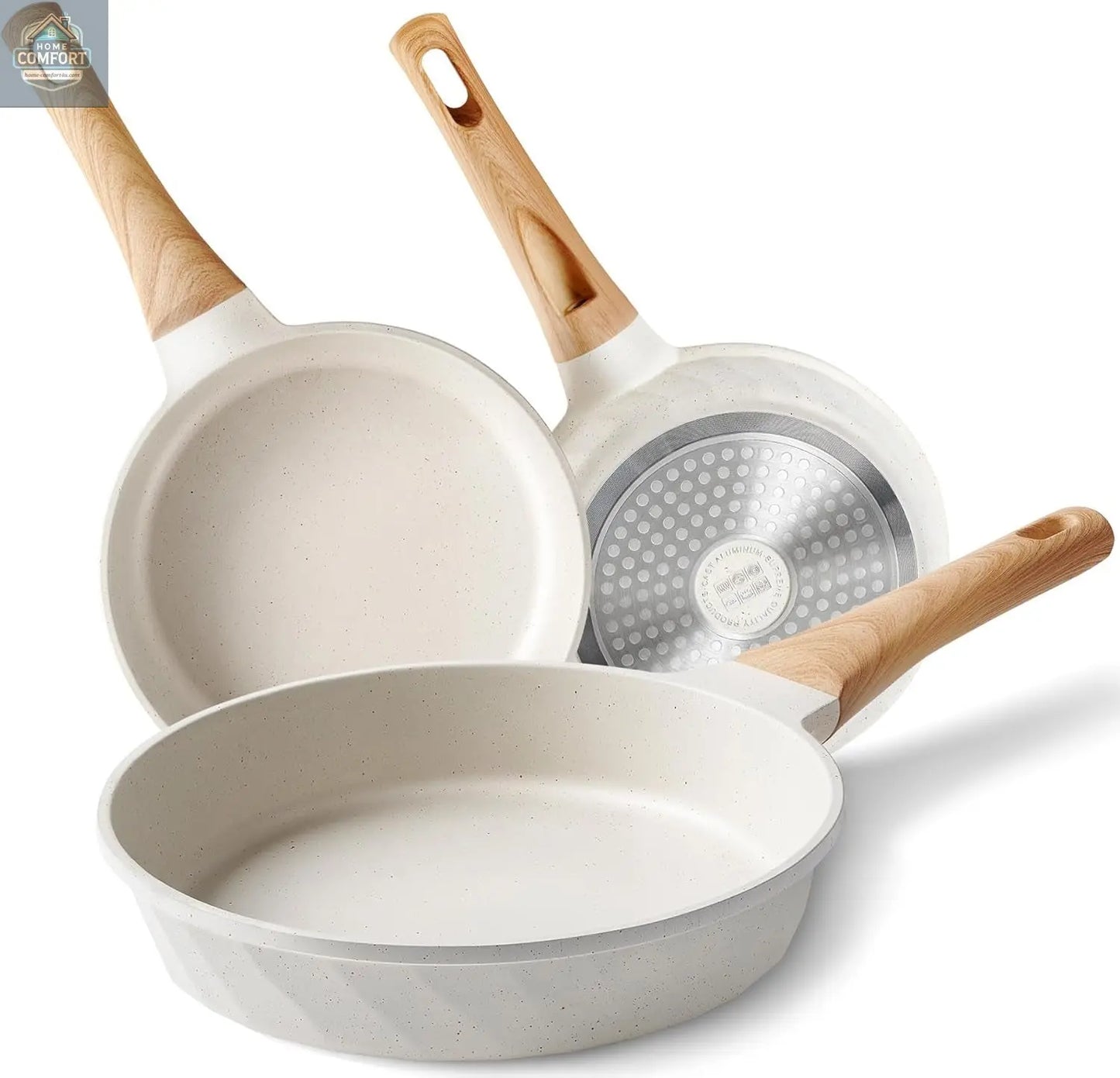 Frying Pans Nonstick, Induction Frying Pan Set Granite Skillet Pans for Cooking Omelette Pan Cookware Set with Heat-Resistant Handle, Christmas Gift for Women (8" &9.5" &11")