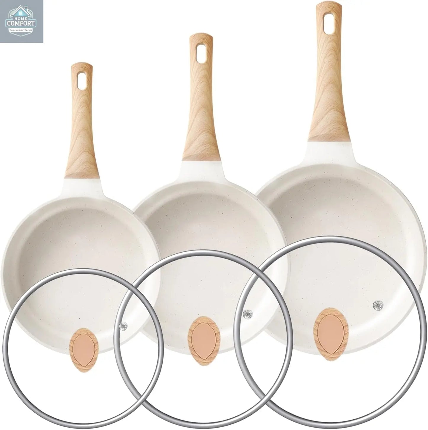 Frying Pans Nonstick, Induction Frying Pan Set Granite Skillet Pans for Cooking Omelette Pan Cookware Set with Heat-Resistant Handle, Christmas Gift for Women (8" &9.5" &11")