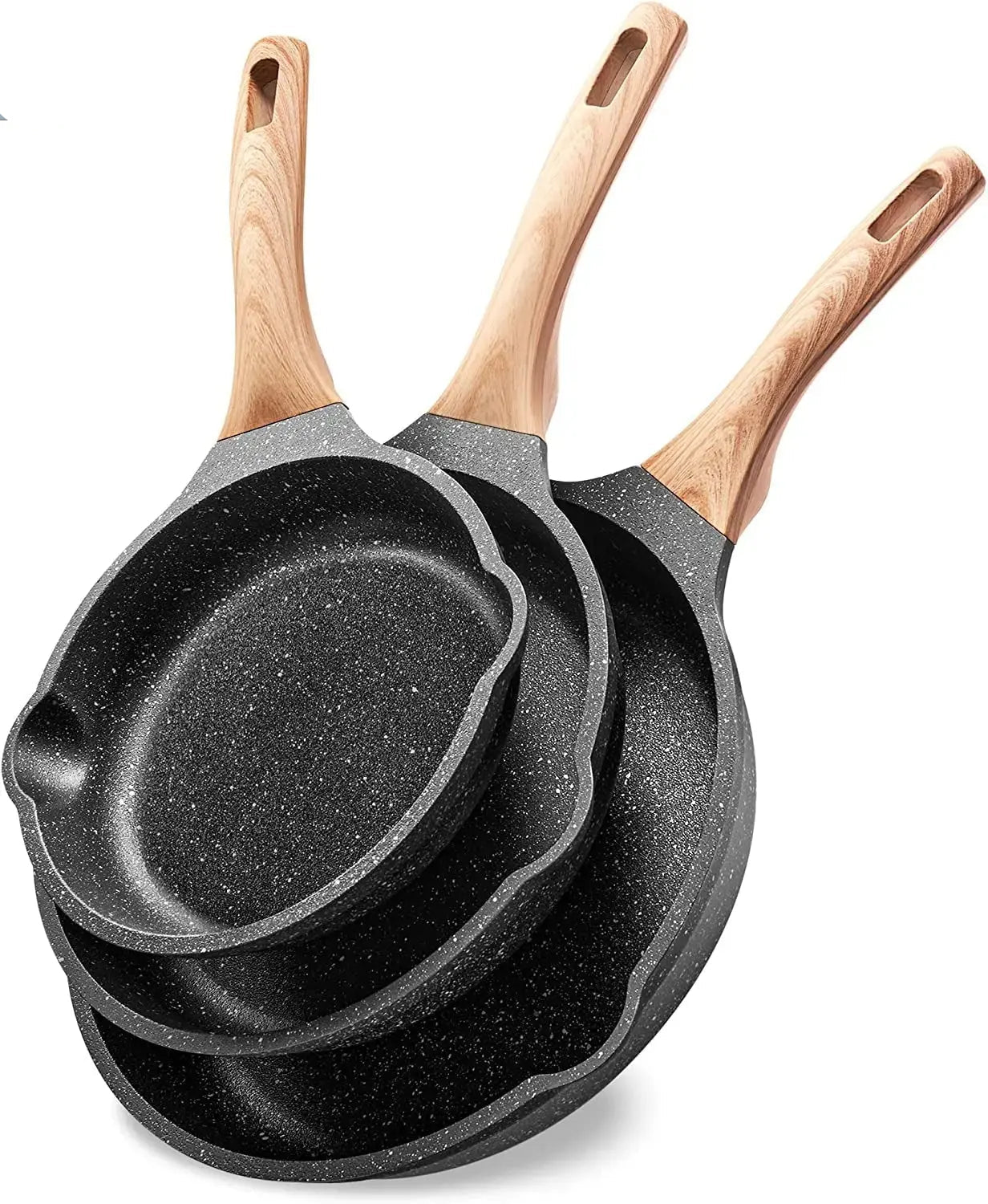 Frying Pans Nonstick, Induction Frying Pan Set Granite Skillet Pans for Cooking Omelette Pan Cookware Set with Heat-Resistant Handle, Christmas Gift for Women (8" &9.5" &11")