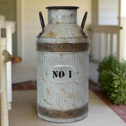 Galvanized Metal Rustic Large Milk Can