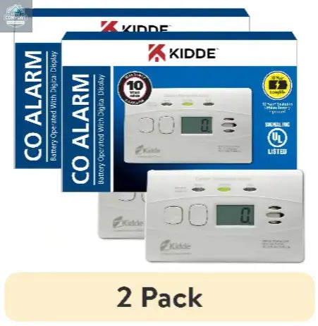 carbon monoxide alarm two pack with packaging and device
