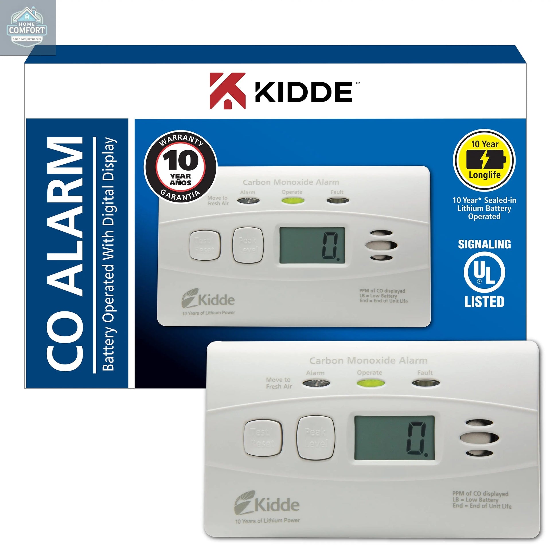 Kidde C3010D Carbon Monoxide Detector with Digital Display and 10-Year Worry-Free Lithium Battery, KIDDE