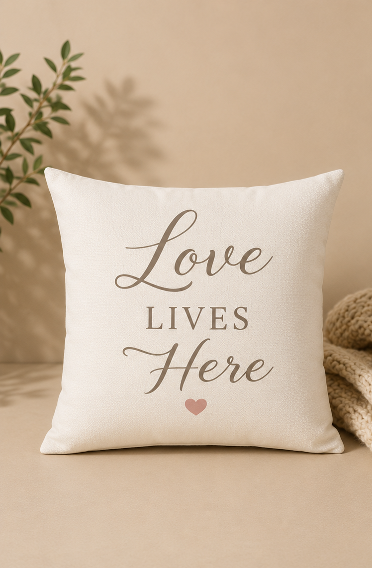 Love Lives Here Square Throw Pillow Bless Your Heart & Home