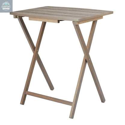 Mainstays Indoor Oversized Single Folding Tray Table, Rustic Gray, 26" X 23.6 X 17.7"