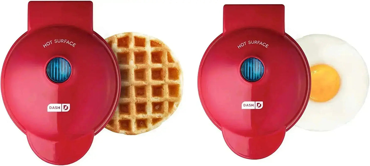 Mini Waffle Maker 3-Piece Set with Heart Waffle Maker & Mini Griddle – Compact Nonstick Breakfast Maker Gift Set DASH