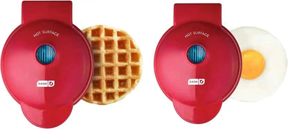 Mini Waffle Maker 3-Piece Set with Heart Waffle Maker & Mini Griddle – Compact Nonstick Breakfast Maker Gift Set DASH